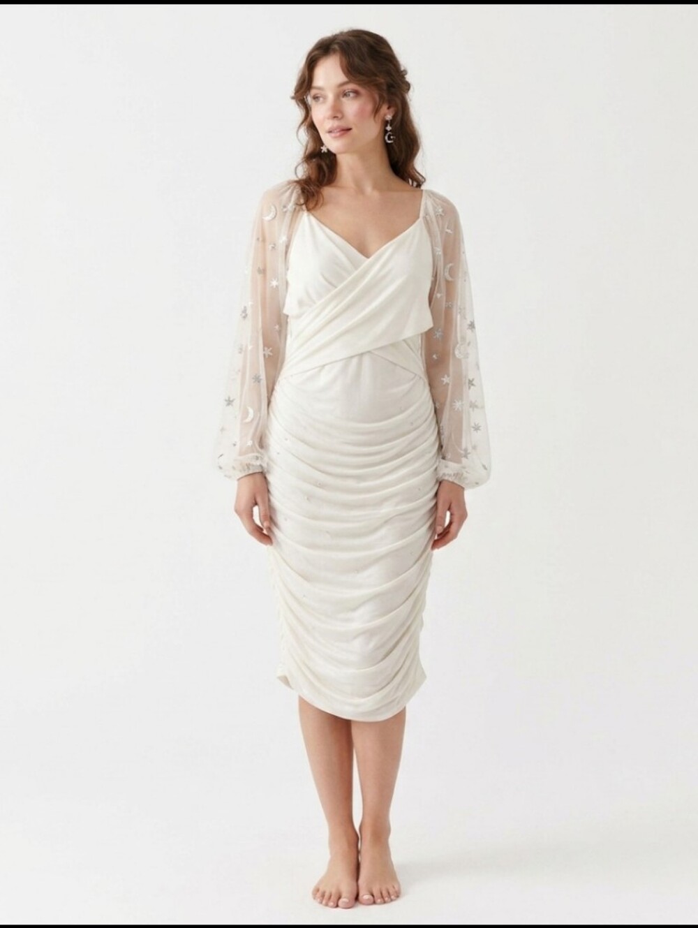 NWT Zesica Coquette Wrap Long Sleeve Mesh Dress XL White Whimsigoth Ethereal Wed